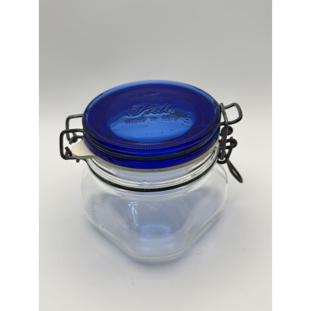 Bormioli Rocco Fido 0.5L Blue Lid Glass Jar Made in Italy Airtight Swing Top
